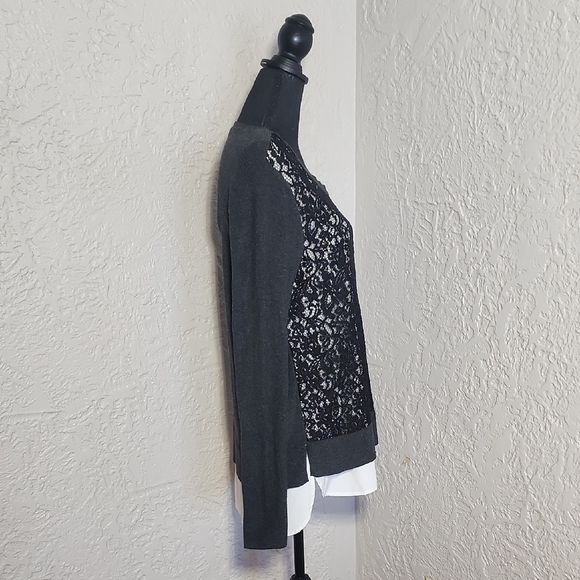 SIMPLY VERA VERAWANG Women Tunic Top Knit Lace Crewneck - Picture 3 of 5